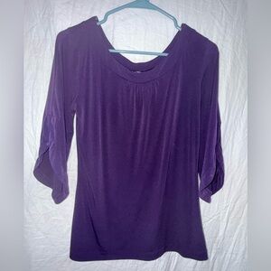 Banana Republic Rich Purple 3/4 Length Sleeve Polyester Top